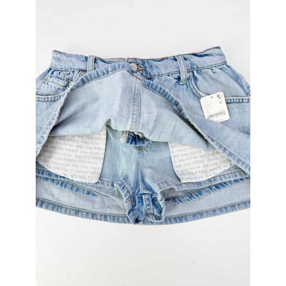 Free people denim mini skirt with shorts - size 26 - Picture 7 of 7